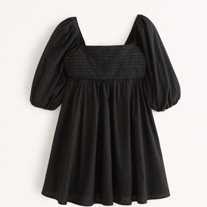 Abercrombie Black Emerson Runched Puff Sleeve Mini Dress NWT